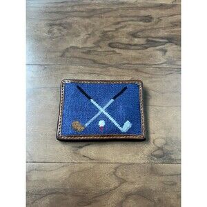 Smathers & Branson Golf Clubs Blue Needlepoint Card Case Card Holder Preppy